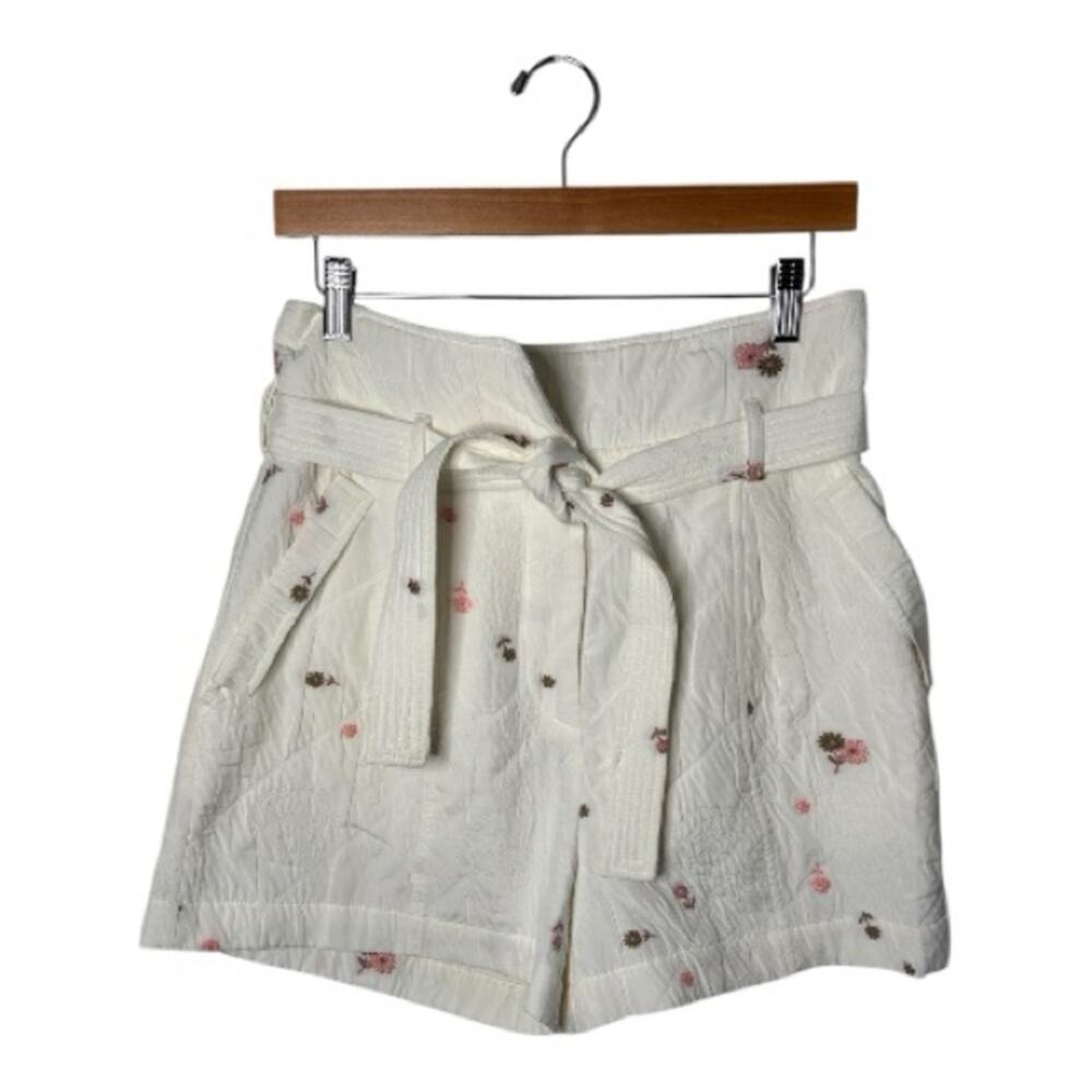 Current Air White Belted Shorts Pink Embroidery Medium